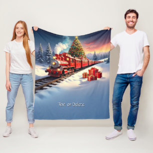 Roter Zug Weihnachtsbaum Fleece-Decke Fleecedecke