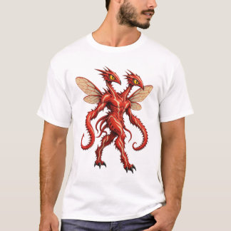 Roter zweiköpfiger Außerirdischer-Drache Fantasy-M T-Shirt