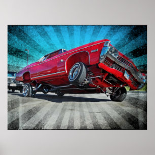 Rotes 1968 Lowrider Chevrolet Impala Plakat