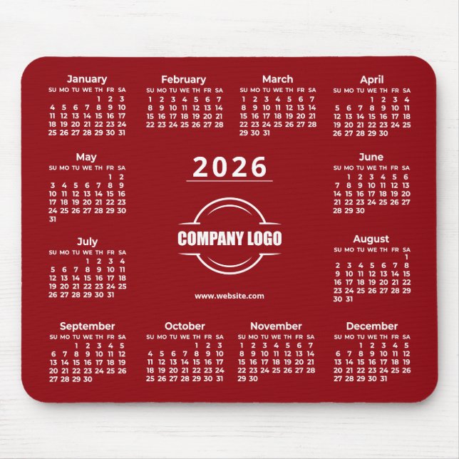 Rotes 2026 benutzerdefiniertes Logo Mousepad (Vorne)