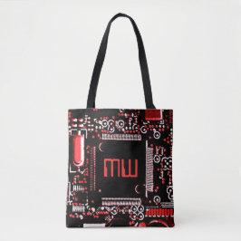 Rotes 2 Monogramm auf der ganzen Tasche