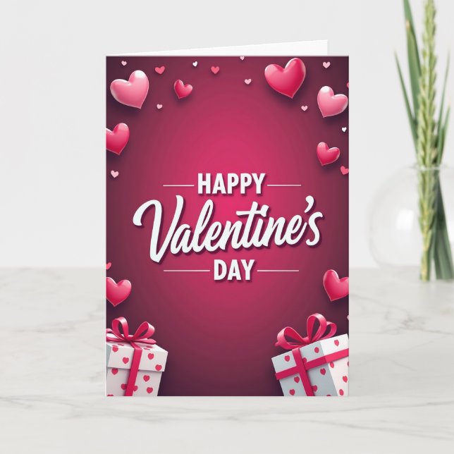 Rotes 3D-Herz-Valentinstagskarte Karte (Vorderseite)