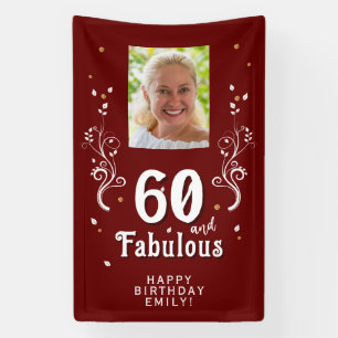 Rotes 60. und fantastisches Laub 60. Geburtstagsfo Banner