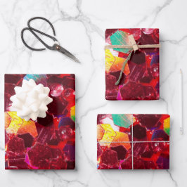 Rotes abstraktes Mosaikbild glänzender Glitzer Geschenkpapier Set