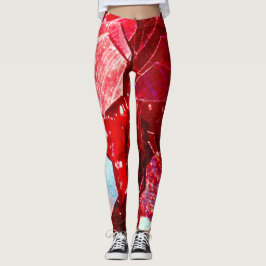 Rotes abstraktes Mosaikbild glänzender Glitzer Leggings