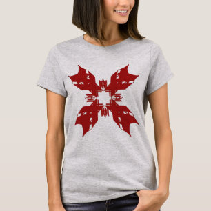 Rotes Abstraktes Schneeflocken Florenz Zeitgenössi T-Shirt