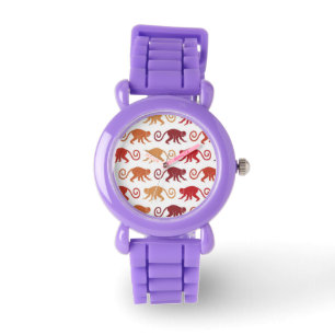 Rotes Affe-Muster Armbanduhr