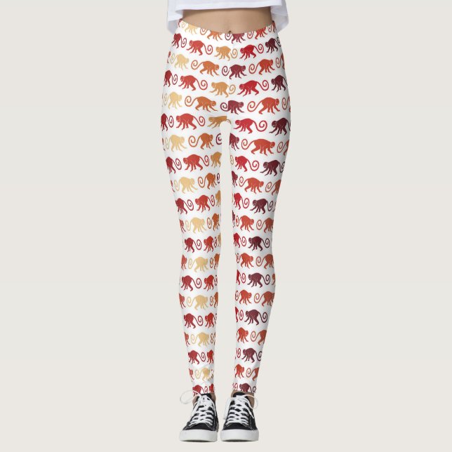 Rotes Affe-Muster Leggings (Vorderseite)