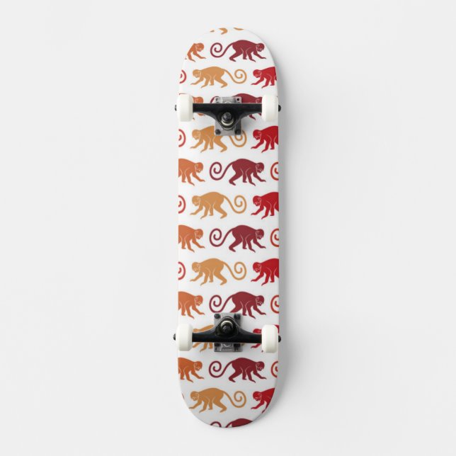 Rotes Affe-Muster Skateboard (Vorderseite)