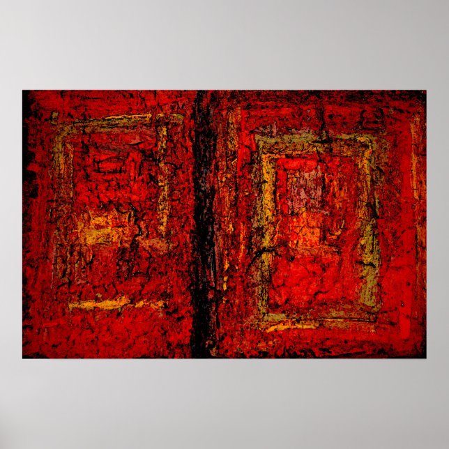 Rotes afrikanisches abstraktes Malerei-Kunstposter Poster (Vorne)