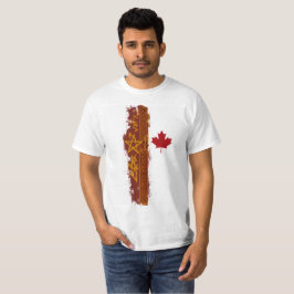 Rotes Ahornblatt mit Runen und Pentagramm T-Shirt