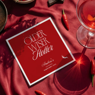 Rotes Älter Weiser Heißeres Geburtstag Serviette