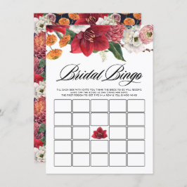 Rotes Amaryllis Brautparty Bingo Game Begleitkarte