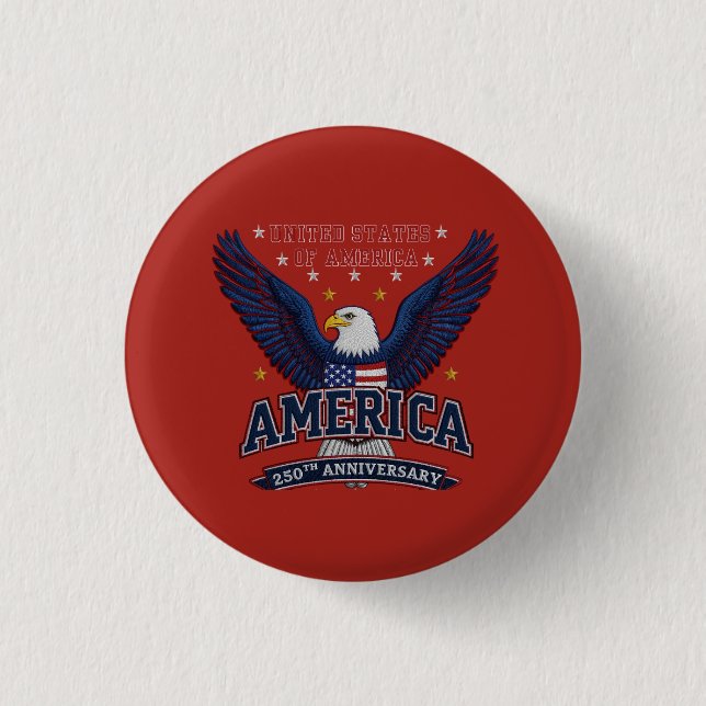 Rotes Amerika 250. Jubiläum Semiquincentennial Button (Vorderseite)