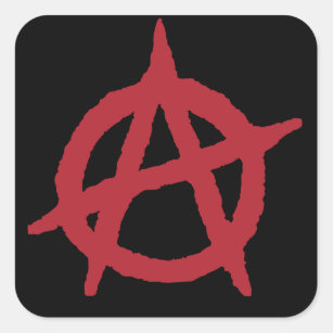 Rotes Anarchie-Symbol Quadratischer Aufkleber