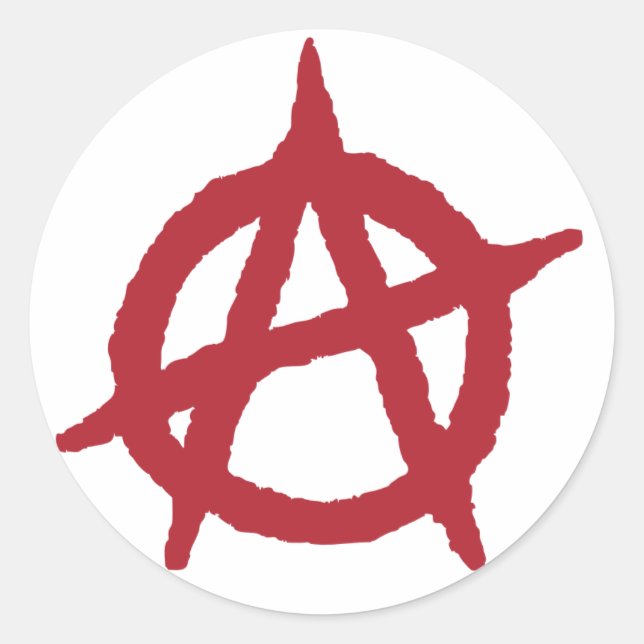 Rotes Anarchie-Symbol Runder Aufkleber (Vorderseite)