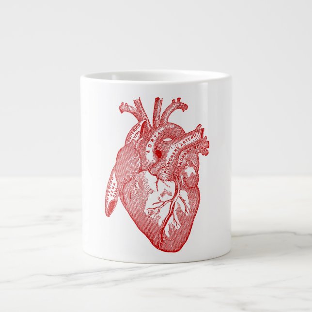 Rotes anatomisches Herz Jumbo-Tasse (Vorderseite)
