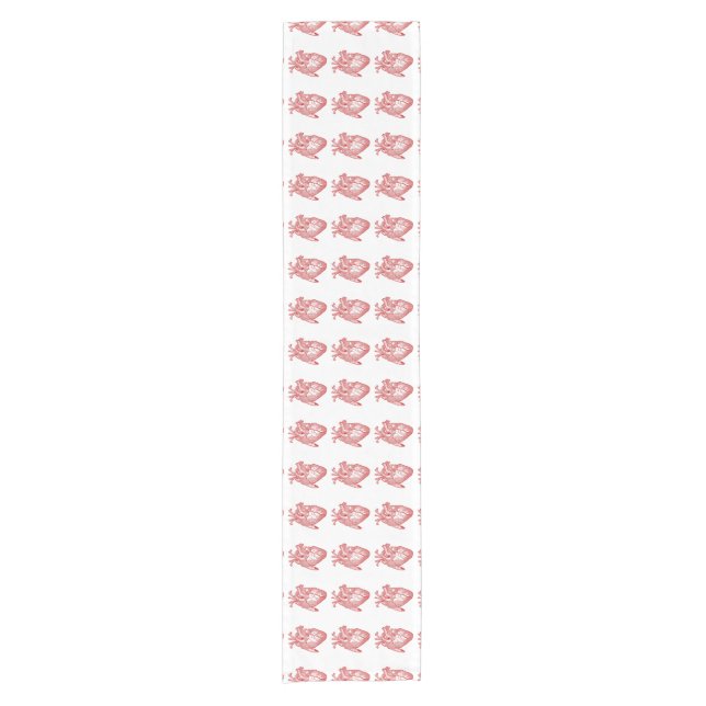 Rotes anatomisches Herz Kurzer Tischläufer (Vorderseite)