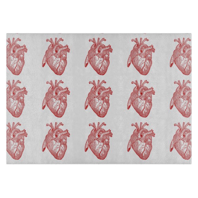 Rotes anatomisches Herz Schneidebrett (Vorderseite)