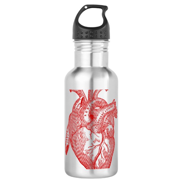Rotes anatomisches Herz Trinkflasche (Vorderseite)