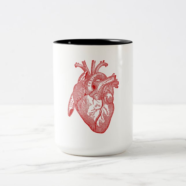 Rotes anatomisches Herz Zweifarbige Tasse (Mittel)