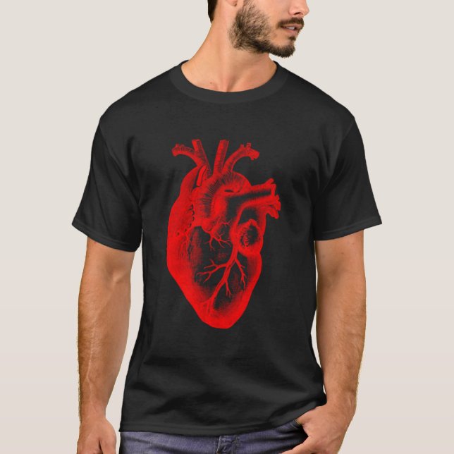 rotes anatomisches Herzdesign T-Shirt (Vorderseite)