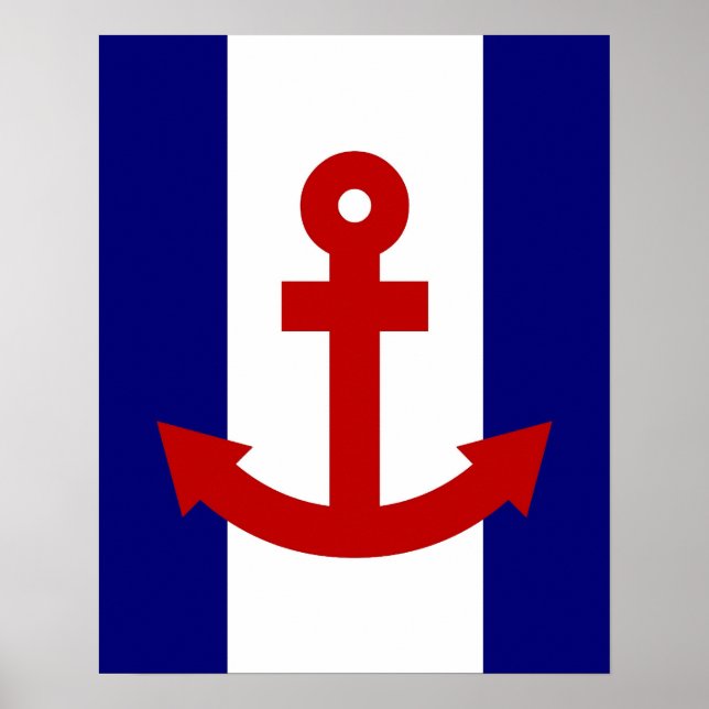 Rotes Anchor-Marineinfanterie & weiße Streifen Dru Poster (Vorne)