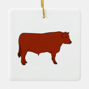 Rotes Angus Stier Keramikornament