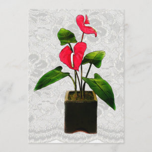 Rotes Anthurium in Planter Einladung