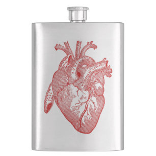 Rotes antikes anatomisches Herz Flachmann