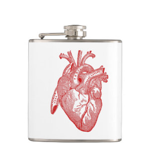 Rotes antikes anatomisches Herz Flachmann