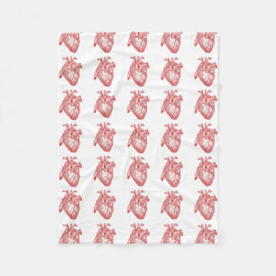 Rotes antikes anatomisches Herz Fleecedecke
