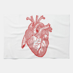 Rotes antikes anatomisches Herz Handtuch