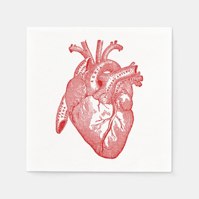 Rotes antikes anatomisches Herz Serviette (Vorderseite)
