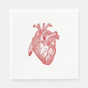 Rotes antikes anatomisches Herz Serviette