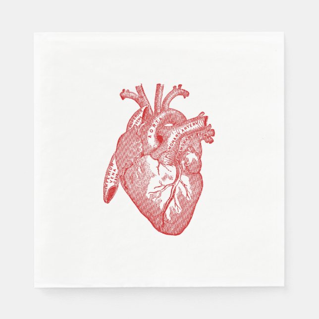 Rotes antikes anatomisches Herz Serviette (Vorderseite)