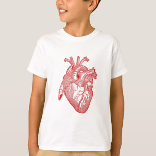 Rotes antikes anatomisches Herz T-Shirt