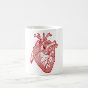 Rotes antikes anatomisches Herz Tasse