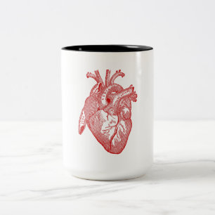Rotes antikes anatomisches Herz Zweifarbige Tasse