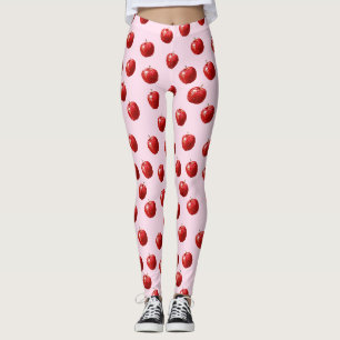 Rotes Apfel-Aquarellmuster-Halstuch Leggings