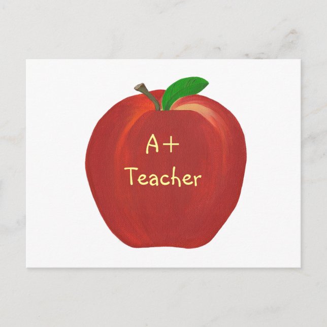 Rotes Apfelbild, Postkarten für Lehrer (Vorderseite)