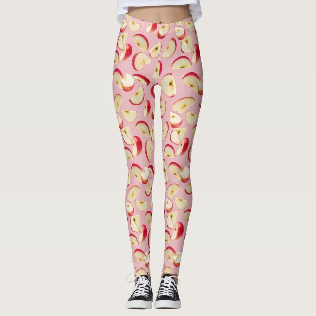 Rotes Apfelscheibenmuster Leggings (Vorderseite)