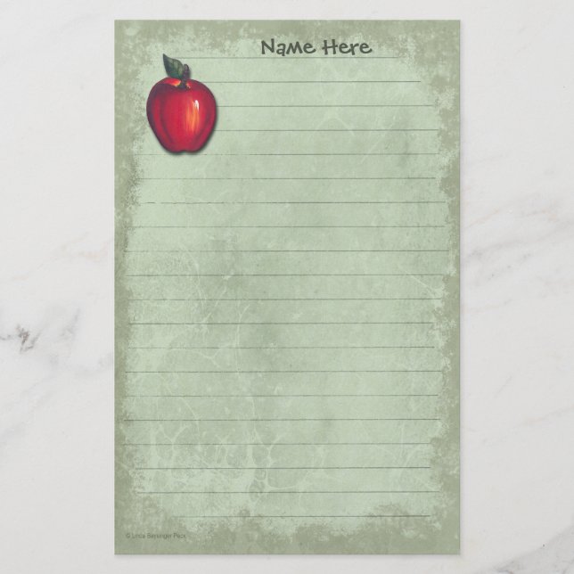 Rotes Apple hellgrün Briefpapier (Vorderseite)
