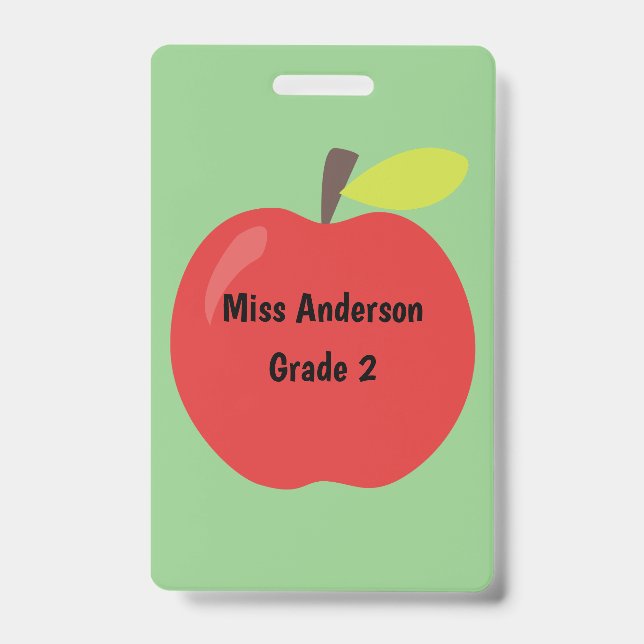 Rotes Apple-Lehrer-Gewohnheits-Klassenzimmer Ausweis (Vorderseite)