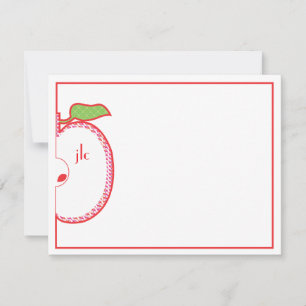 Rotes Apple-Monogramm-flache Anmerkungs-Karte Mitteilungskarte