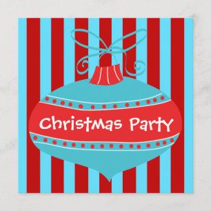 Rotes aquamarines blaues Retro WeihnachtsParty Einladung