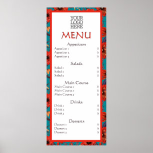 Rotes Aquamarines Blumenrestaurant Poster