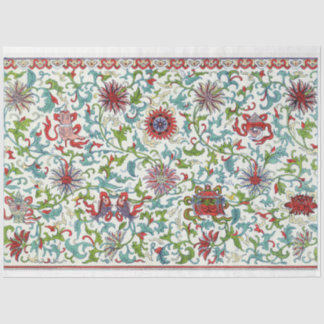 Rotes, aquamarines und lila Blumendekutangewebe Seidenpapier