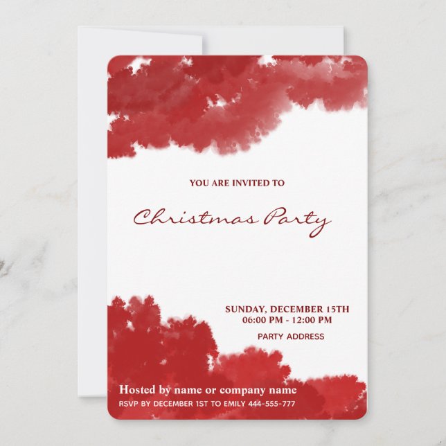 Rotes Aquarell elegantes Weihnachtsgeschenk-Party Einladung (Vorderseite)