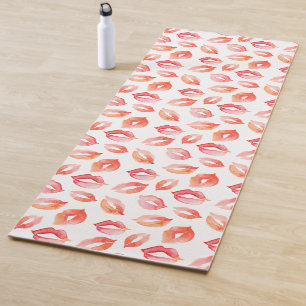 Rotes Aquarell küsst Lippen Yogamatte